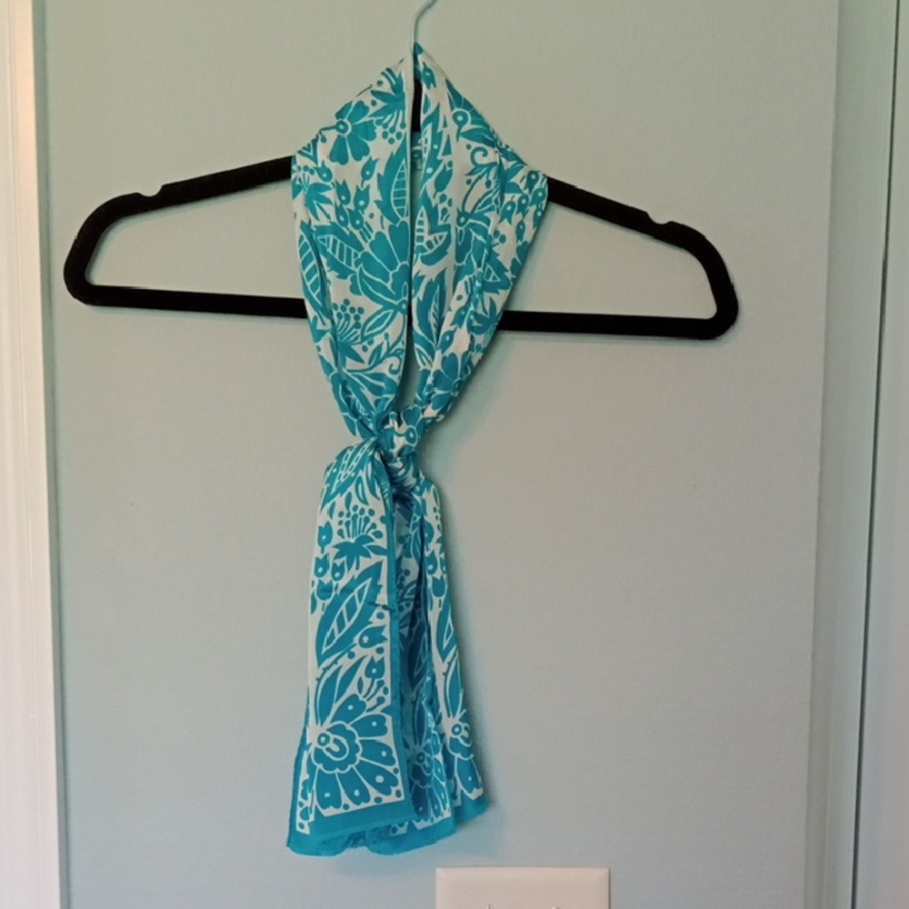 Floral Blue and White Scarf
